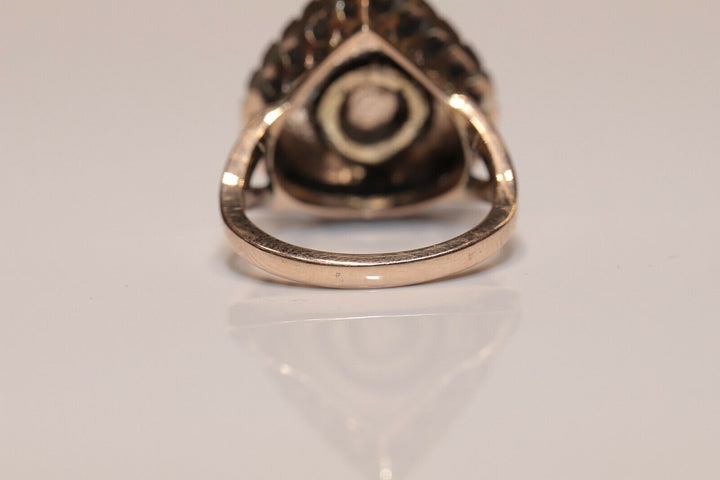 アンティーク 8K ナチュラルローズカットダイヤモンドのハートスタイルリング