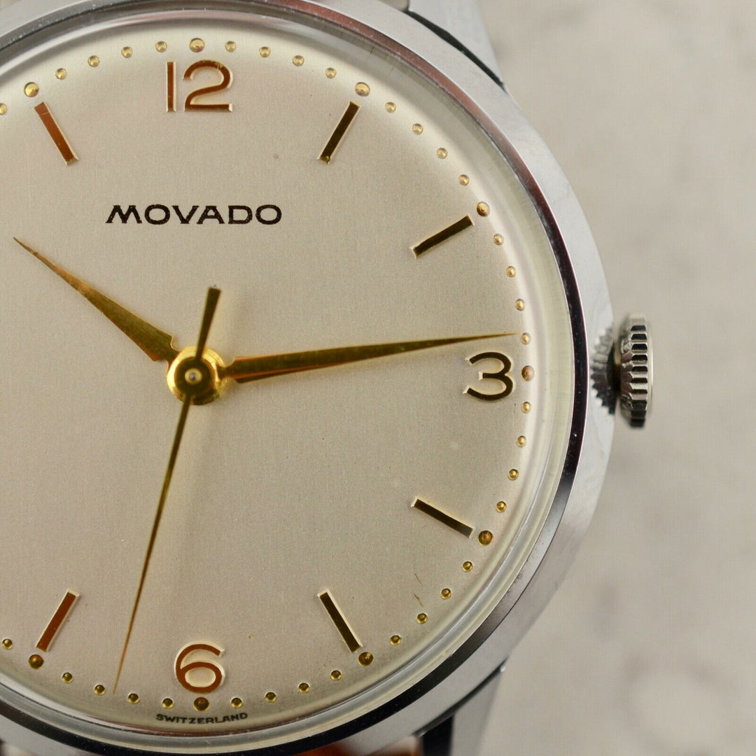 1960年　モバードヴィンテージウォッチ（NOS）　カラトラバ MOVADO Calatrava スチール製　箱とタグ付き