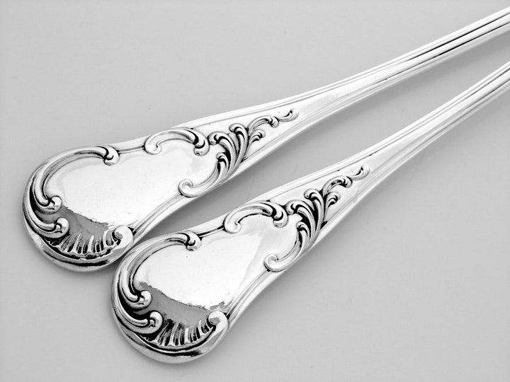 QUEILLE Elegant French All Sterling Silver Salad Serving Set 2 pc Rococo