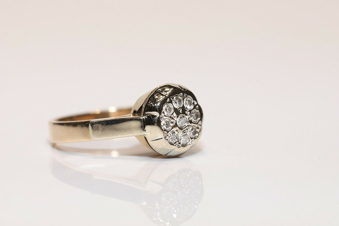 オールド オリジナル 14K ナチュラルダイヤモンドのロシアンリング