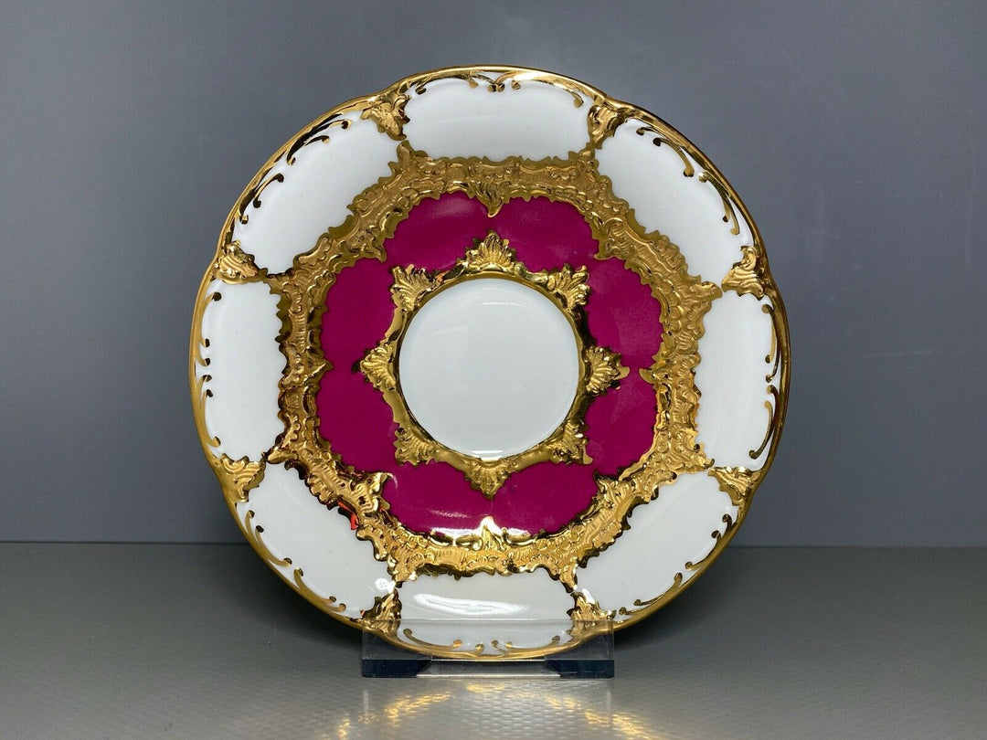 MEISSEN MOKKA GEDECK 2-TLG TASSE UT B-FORM WEINROT ROT BORDEAUX VIEL GOLD