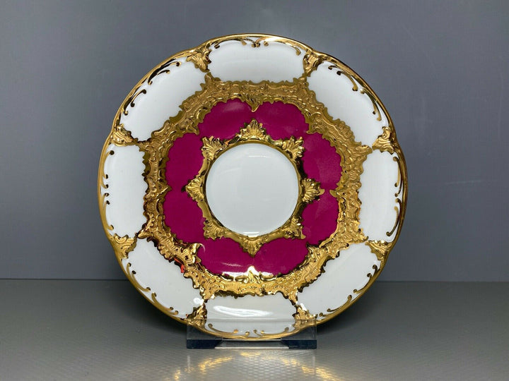MEISSEN MOKKA GEDECK 2-TLG TASSE UT B-FORM WEINROT ROT BORDEAUX VIEL GOLD