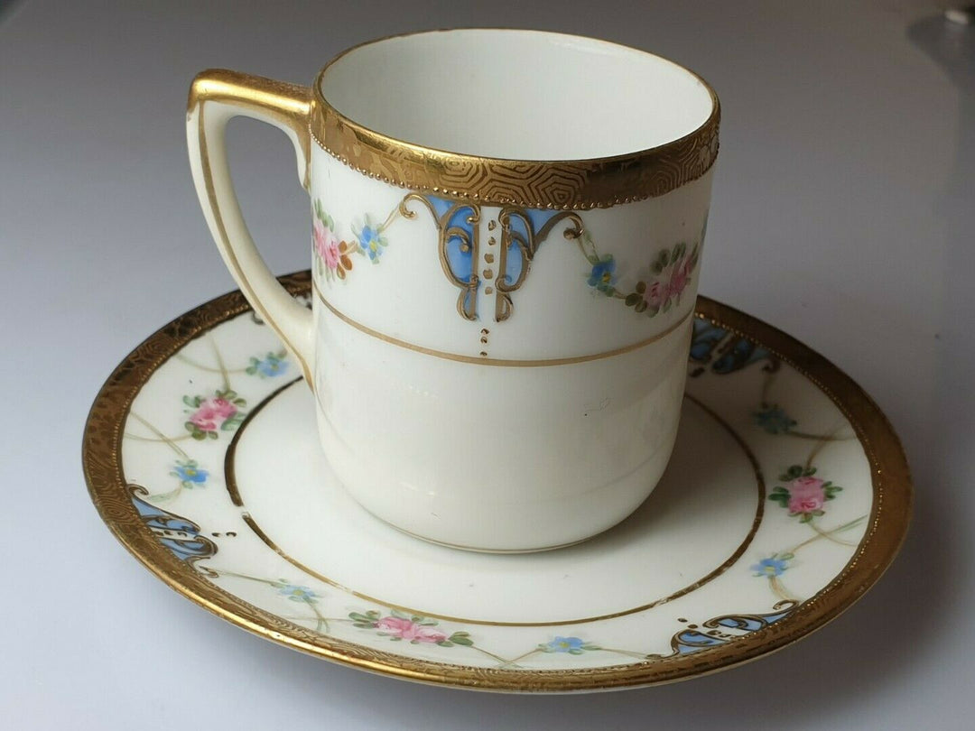 A Wonderful Rare Taisho Period Noritake Art Nouveau Demitasse Cup & Saucer