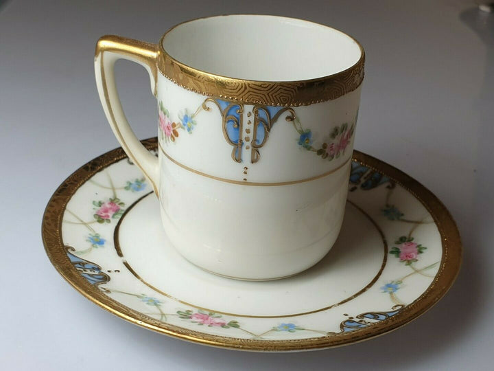 A Wonderful Rare Taisho Period Noritake Art Nouveau Demitasse Cup & Saucer