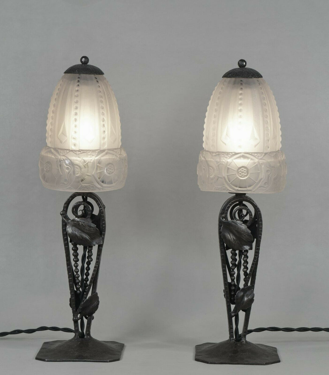MULLER FRERES : pair FRENCH 1930 ART DECO LAMPS ..... lamp 1925 France degue era