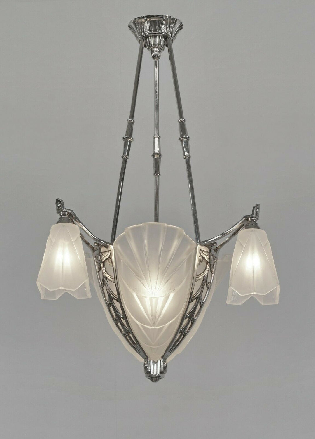 DEGUÉ & JAMAIN : FRENCH 1930 ART DECO CHANDELIER ....... lamp muller era France