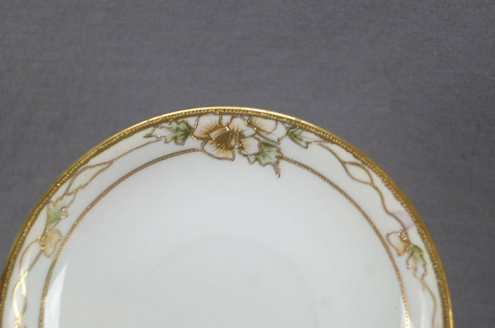 Nippon Morimura HP Orange Poppy Flowers & Gold Moriage Chocolate Cup & Saucer C