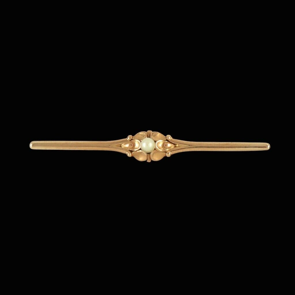 Georg Jensen. 14k Gold Brooch with Pearl #287. Early GJ Hallmarks