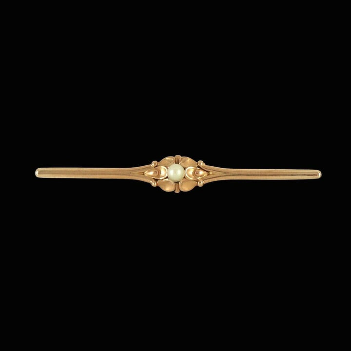 Georg Jensen. 14k Gold Brooch with Pearl #287. Early GJ Hallmarks