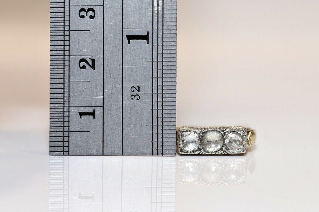 アンティーク 14K ナチュラルローズカットダイヤモンドのヴィクトリアンリング