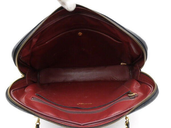 AUTH CHANEL BLACK CLASSIC LAMBSKIN TOTE SHOULDER BAG