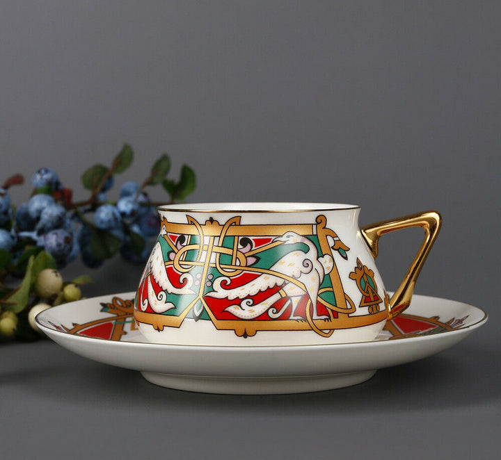 Bilibin Magic Bird Bone China Teacup & Saucer by Imperial Porcelain Lomonosov