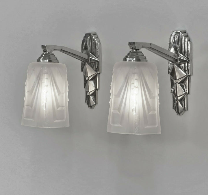 MULLER FRERES : PAIR OF 1930 FRENCH ART DECO WALL SCONCES ..... lights lamp 1925