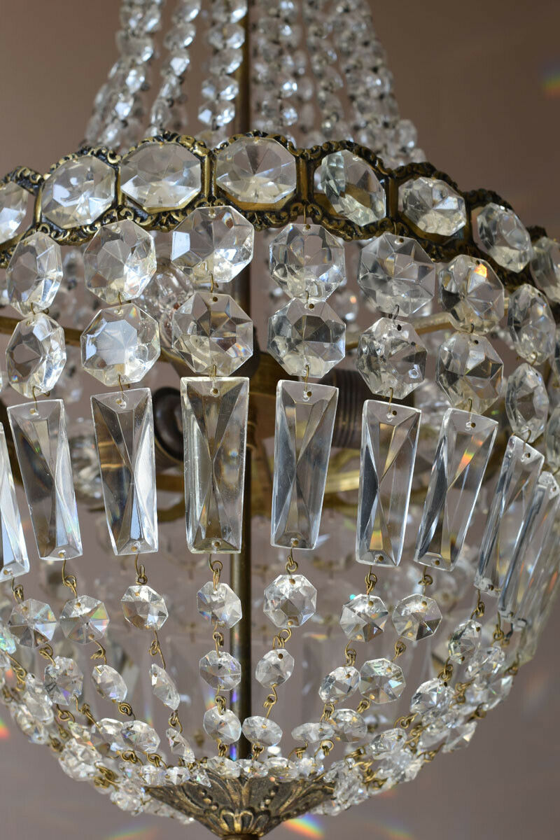 Purse Vintage Crystal Chandelier, Antique Lighting Empire Lamp Hollywood Light