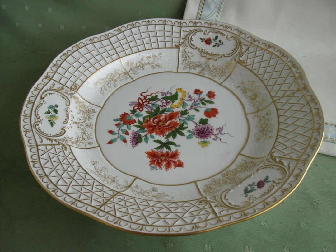 Schöner großer Meissen Wand-Teller mit vielen Indischen Blumen und Gold