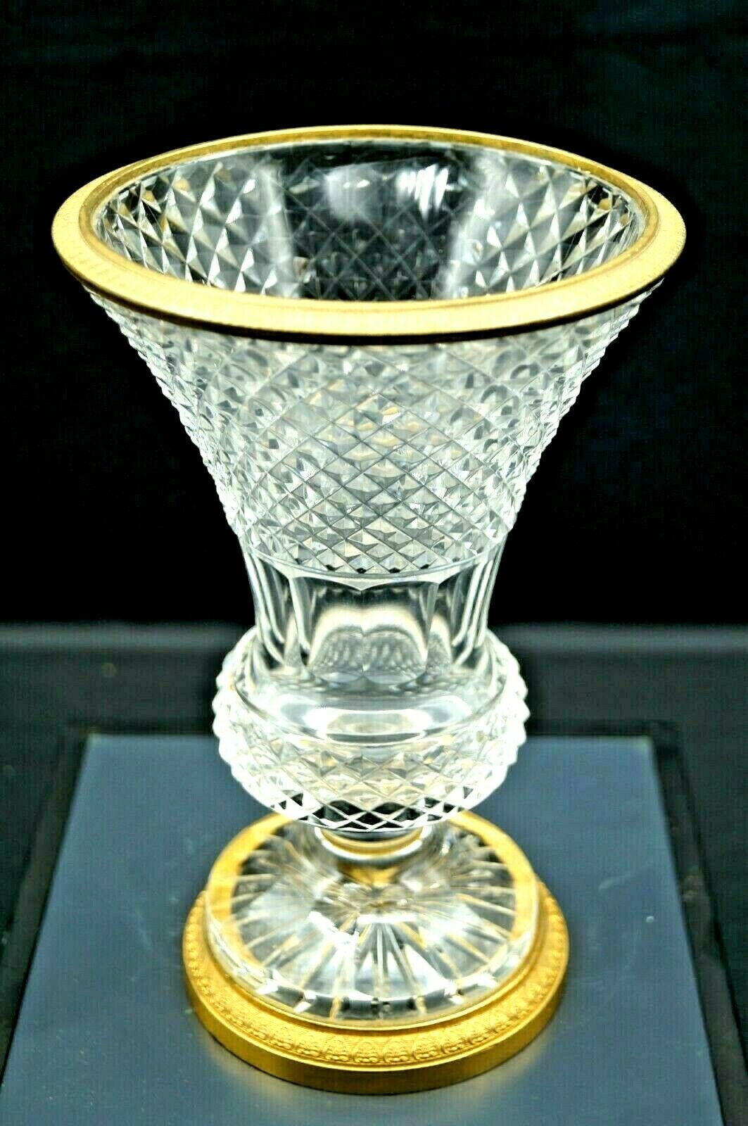 SUPERBE VASE MEDICIS CRISTAL et CERCLAGE BRONZE Baccarat - St.Louis !