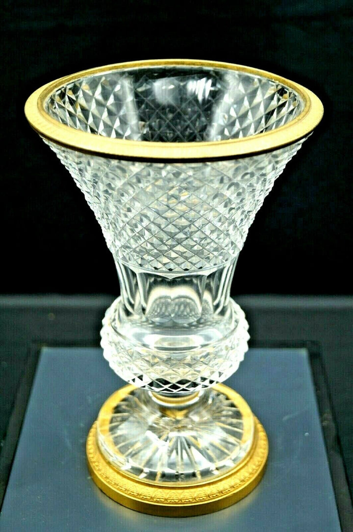SUPERBE VASE MEDICIS CRISTAL et CERCLAGE BRONZE Baccarat - St.Louis !