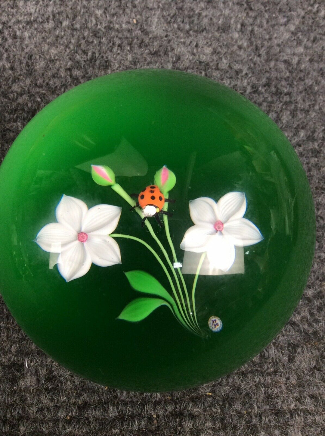 Vintage 1976 Baccarat limited edition flower ladybug glass paperweight
