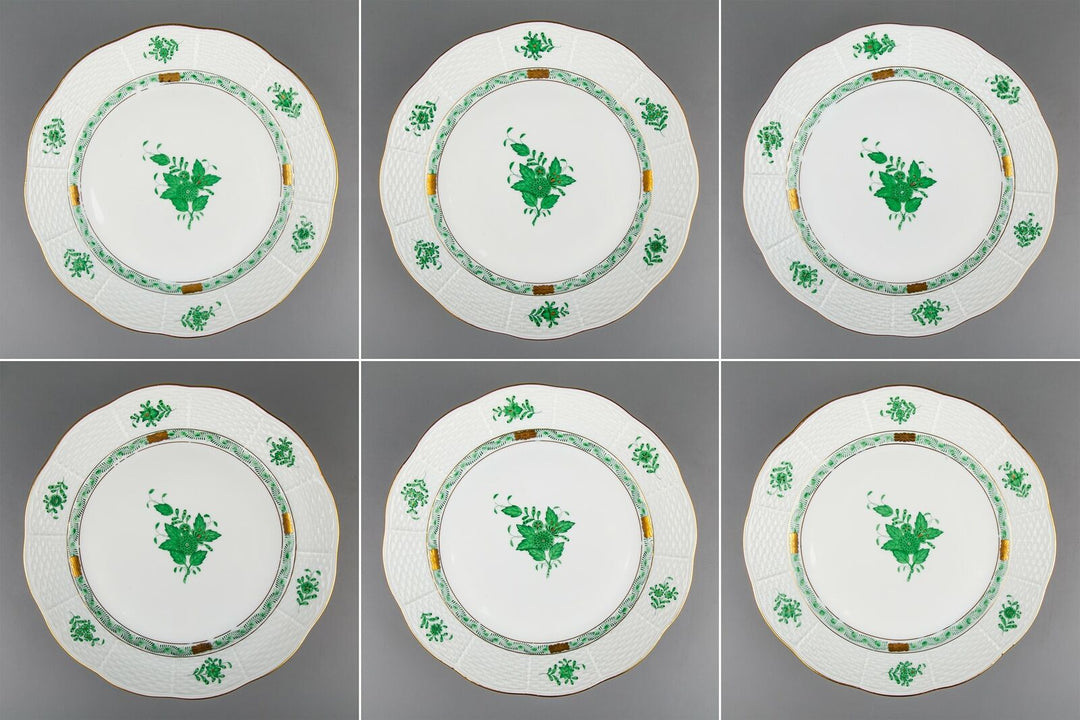 ヘレンド　アポニーグリーン　ディナープレート25cm×6枚セット　美品 ヘレンド アポニーグリーン 25cm ディナープレート アポニー・グリーン