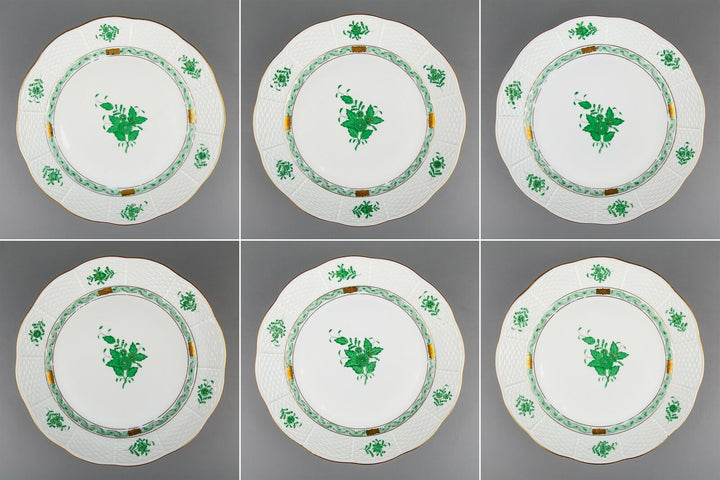 ヘレンド アポニーグリーン 6枚セット 緑 ディナープレート