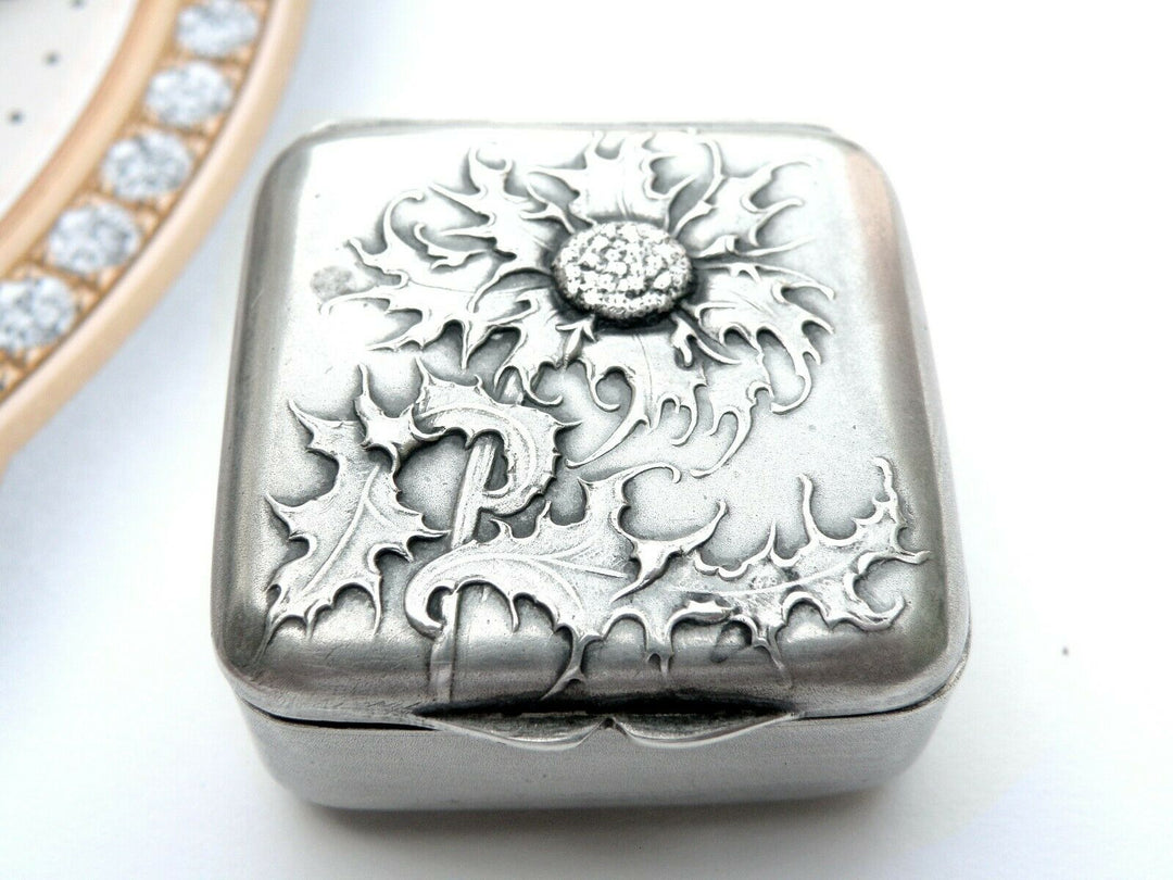Antique French Sterling Silver Pill Box Fabulous Decor
