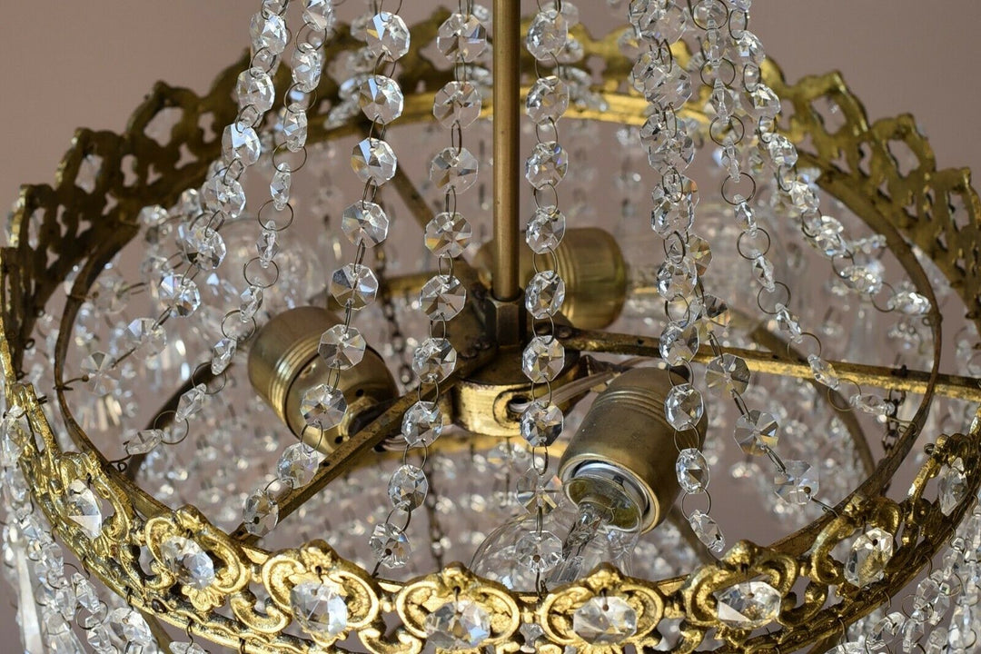 Vintage Crystal Chandelier, Antique French Style Lighting, lamp, Home Lighting