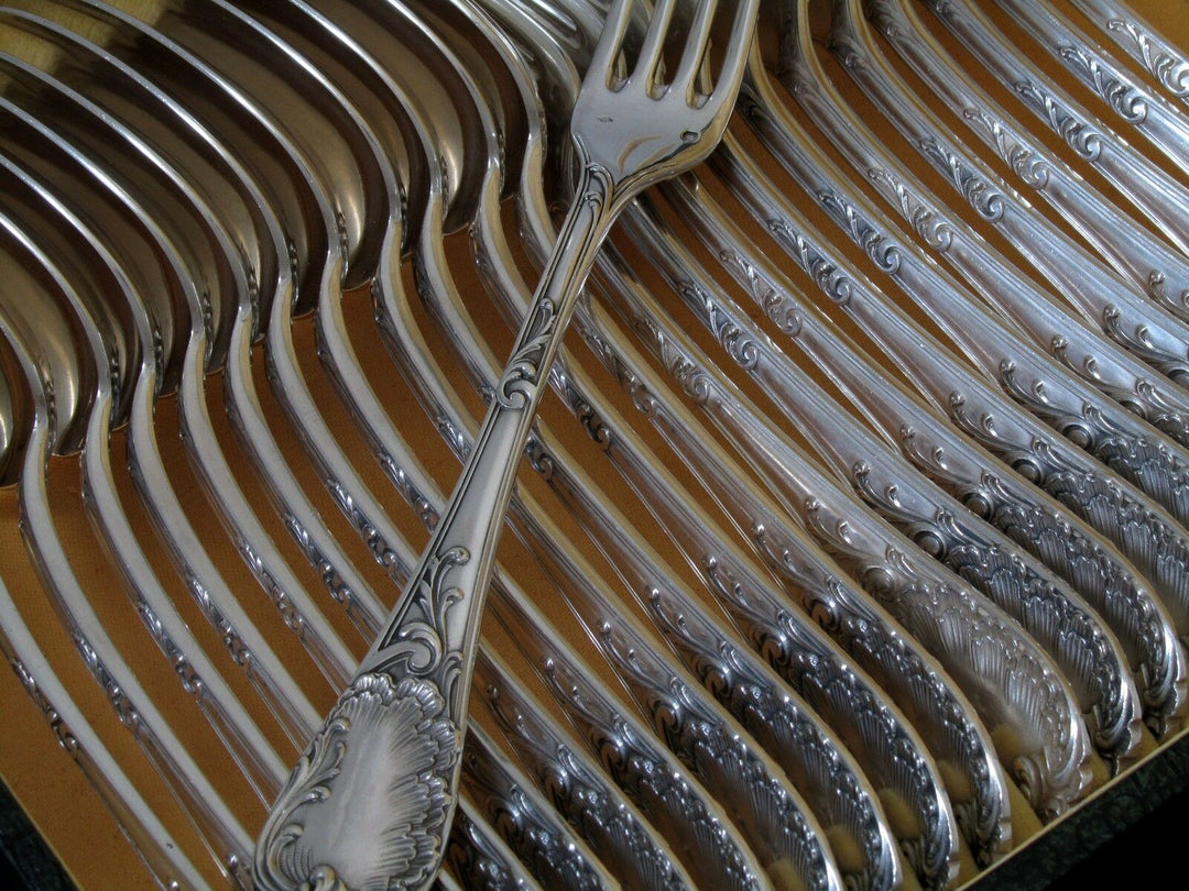 Puiforcat Fabulous French Sterling Silver Flatware Set 60 pc Rococo w/boxes