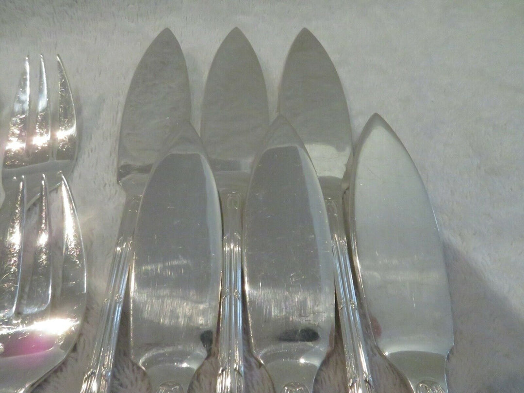early 20th c french 950 silver 12p fish cutlery set Puiforcat Louis XVI st ety