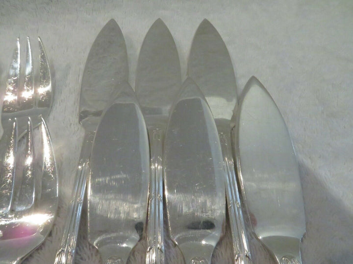 early 20th c french 950 silver 12p fish cutlery set Puiforcat Louis XVI st ety