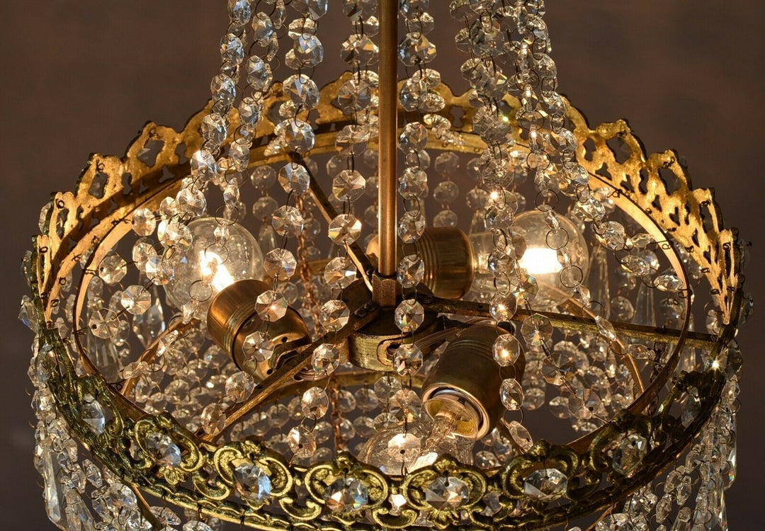 Vintage Crystal Chandelier, Antique French Style Lighting, lamp, Home Lighting