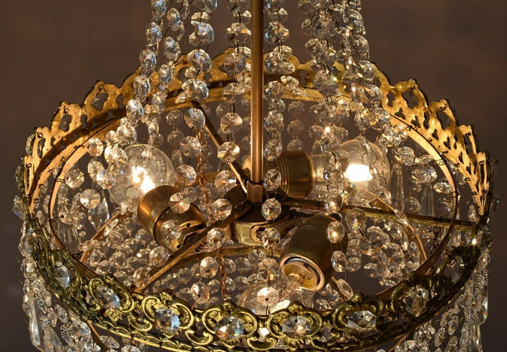 Vintage Crystal Chandelier, Antique French Style Lighting, lamp, Home Lighting