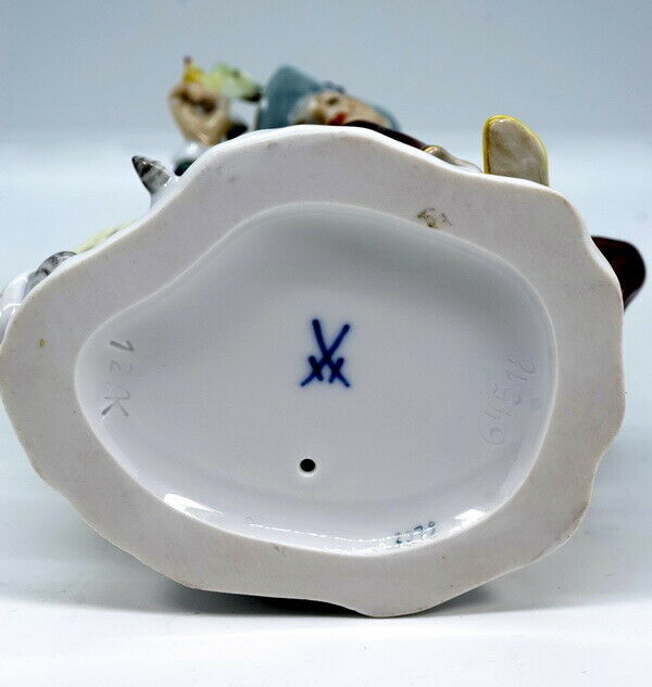 マイセン人形(MEISSEN) 「鳥と猫とアルルカン」