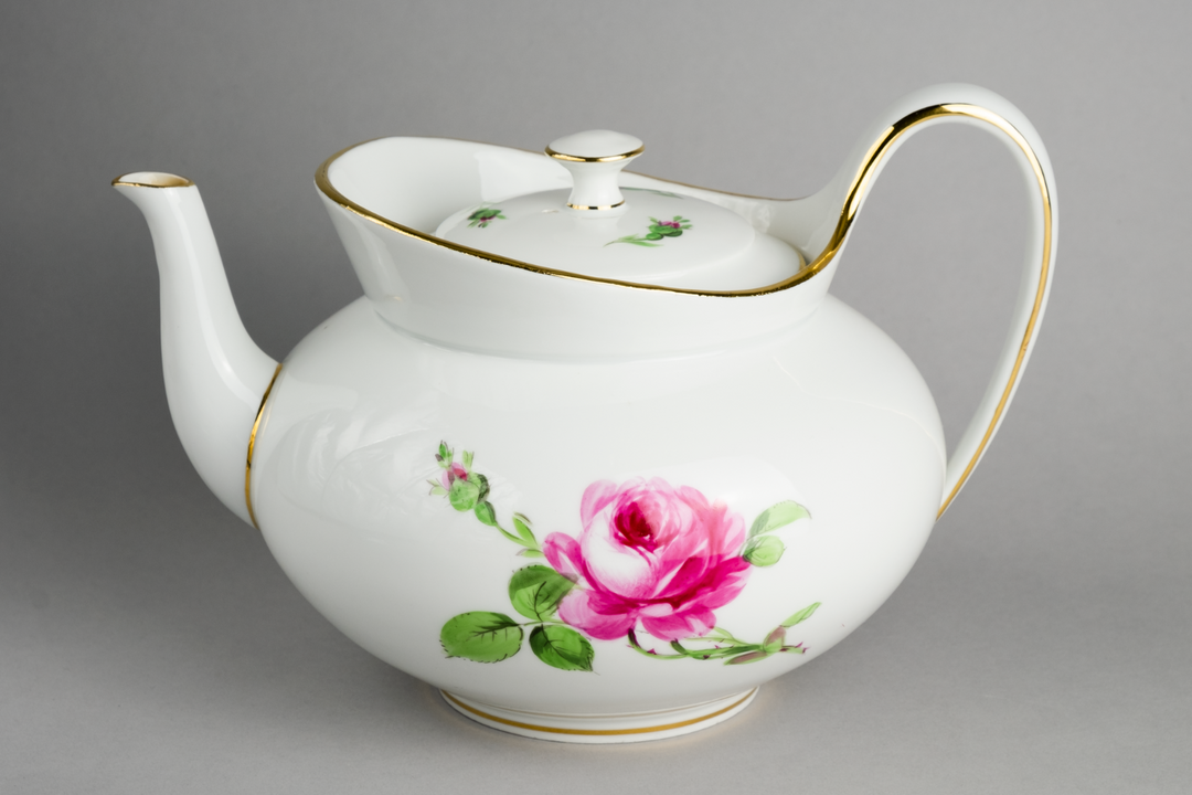 マイセン(Meissen)　ピンクローズ　ポット　1級品　クナウフ期