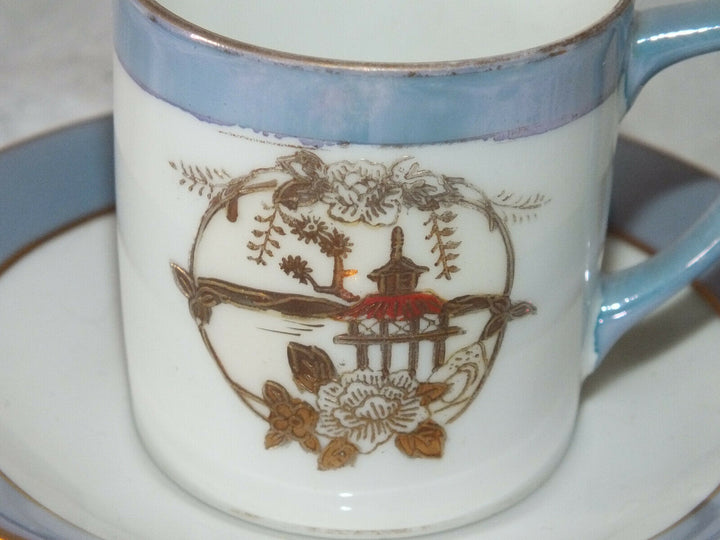 Antique Hand Painted Noritake Demitasse Coffee Cup/ Can and Saucer C1908