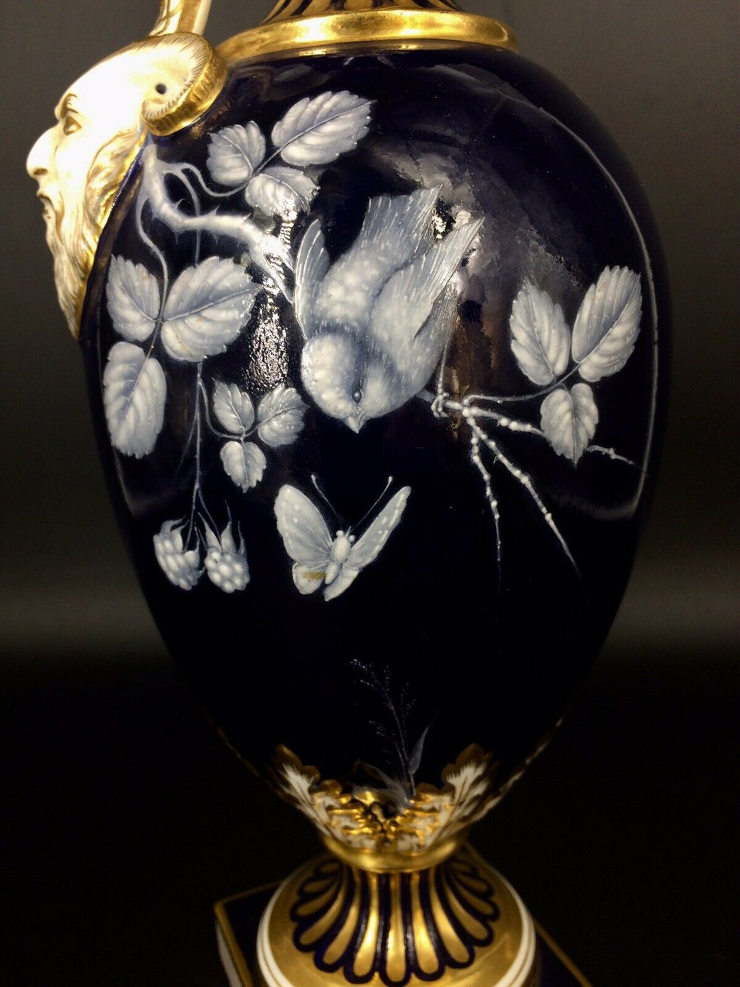 MINTON PATE SUR PATE WHITE ENAMELLED WITH BIRD JAPONISM URN JUG, circa 1880