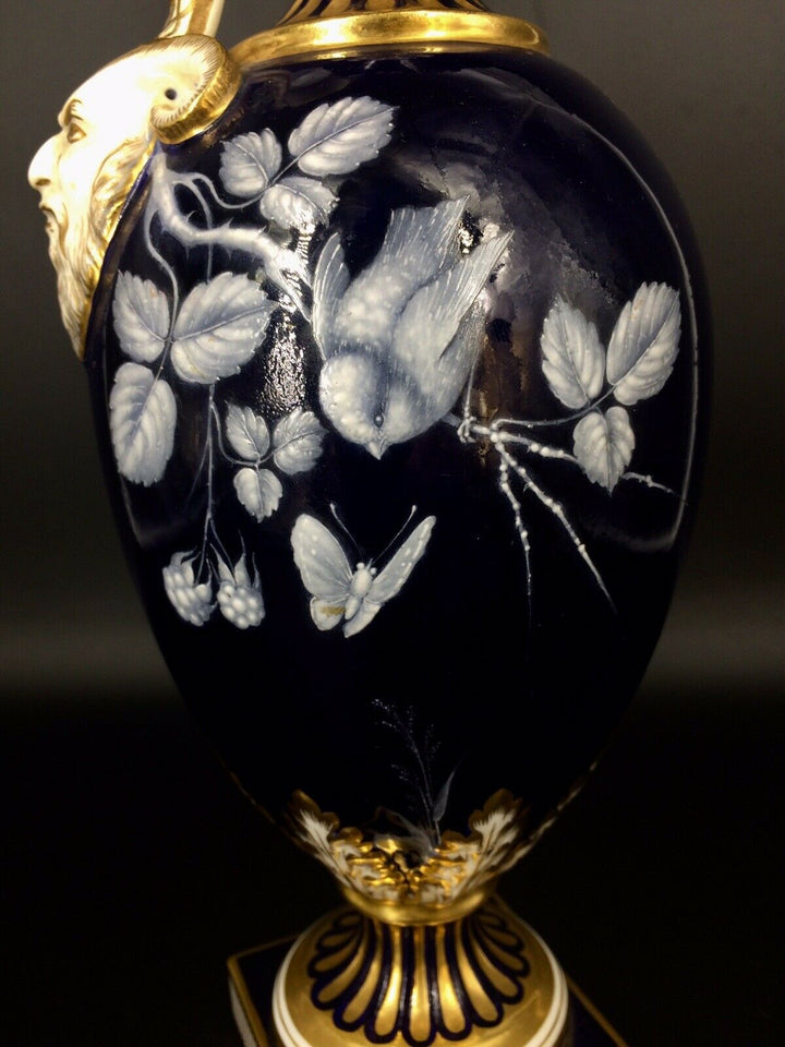 MINTON PATE SUR PATE WHITE ENAMELLED WITH BIRD JAPONISM URN JUG, circa 1880