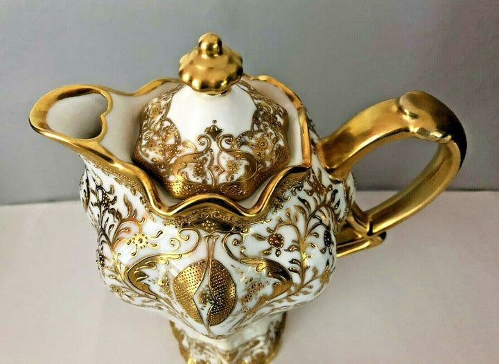 CHOCOLATE POT ART NOUVEAU FLOW NIPPON MAPLE LEAF 1900-1910