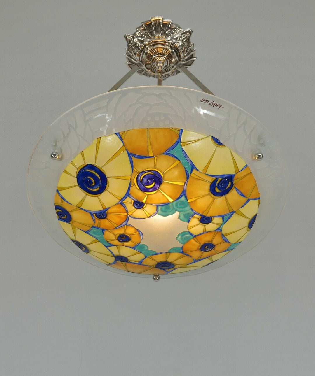 LOYS LUCHA : FRENCH 1930 ART DECO CHANDELIER ...... pendant lamp daum era France