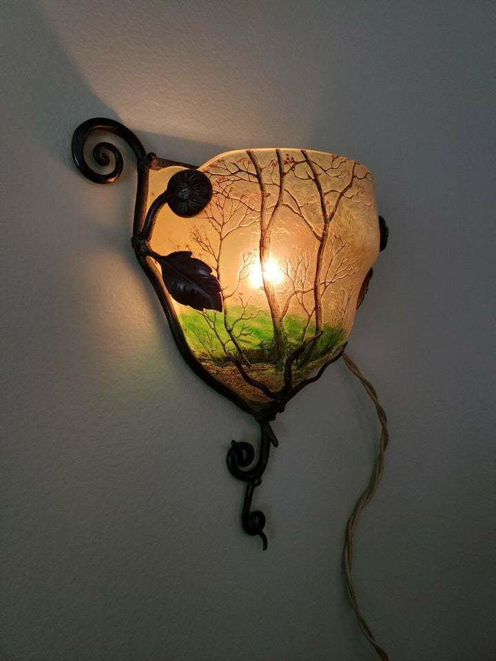 ドーム兄弟(DAUM NANCY)　春の風景の壁取り付けタイプの燭台（ウォールランプ）