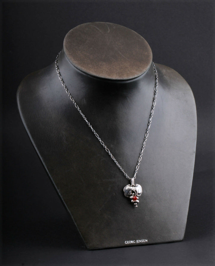GEORG JENSEN Sterling Silver Pendant Of The Year 1996 with Carnelian. RARE!