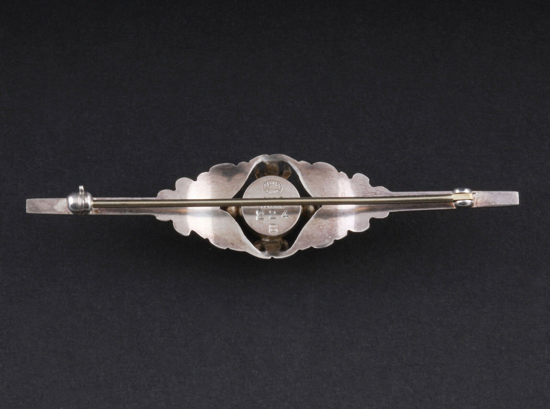Georg Jensen Sterling Brooch # 224B w. Garnet. Silver. Design: GJ himself. RARE