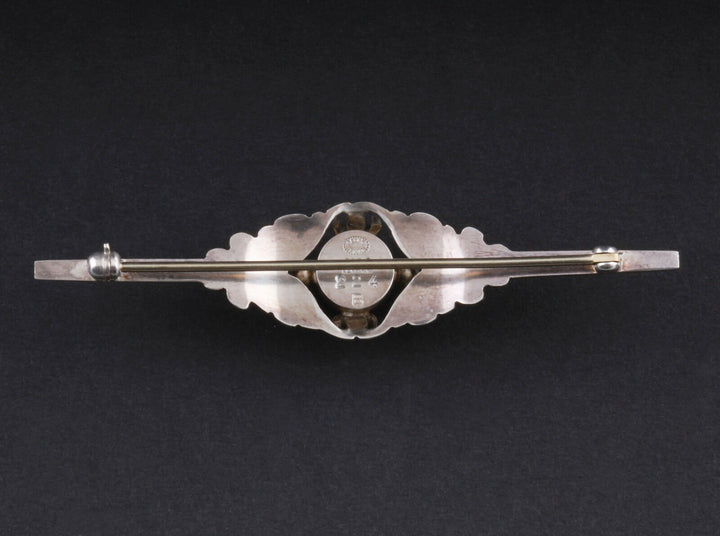 Georg Jensen Sterling Brooch # 224B w. Garnet. Silver. Design: GJ himself. RARE