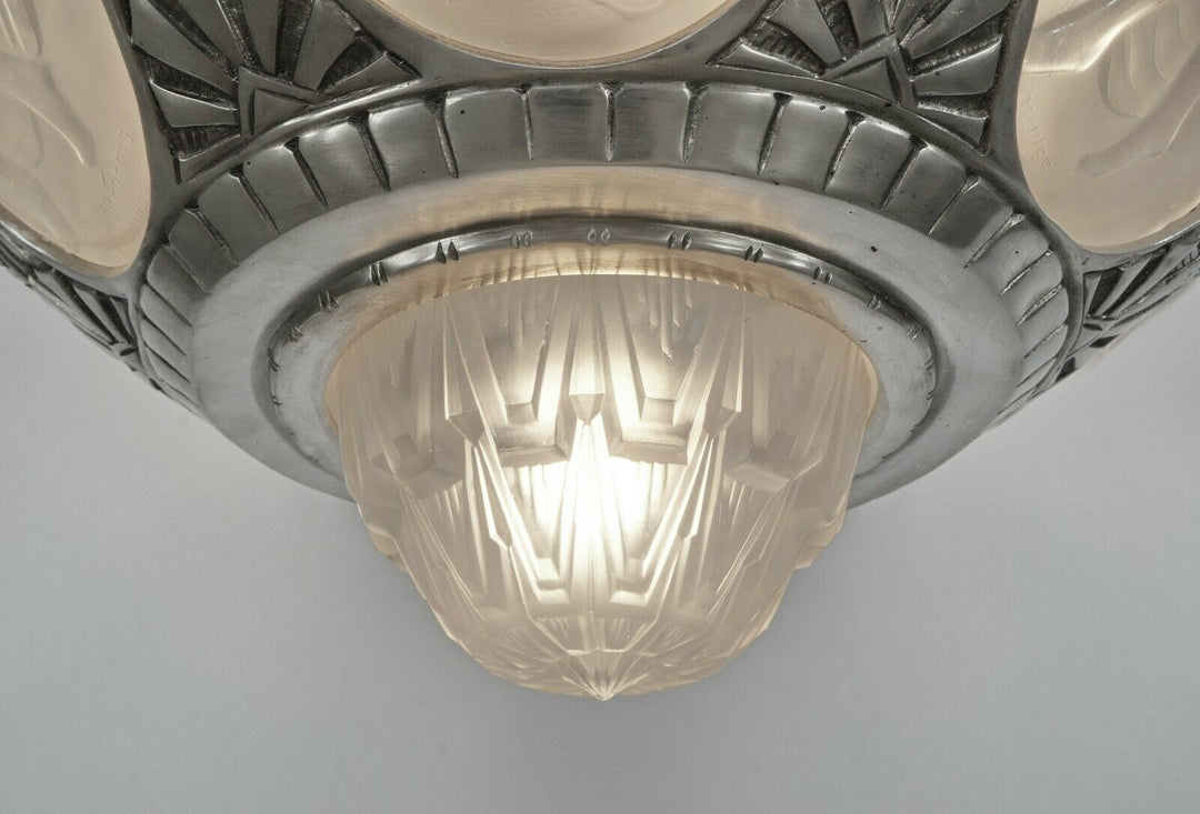 MULLER FRÈRES : French 1930 art deco chandelier ............... degué era France