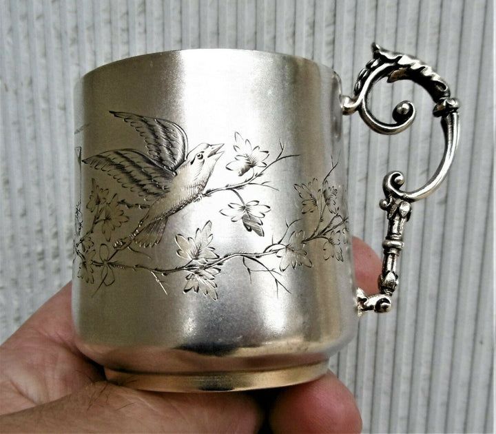 Poids:333 grs:Emile Puiforcat:Paire de tasses & soucoupe argent massif Minerve 1