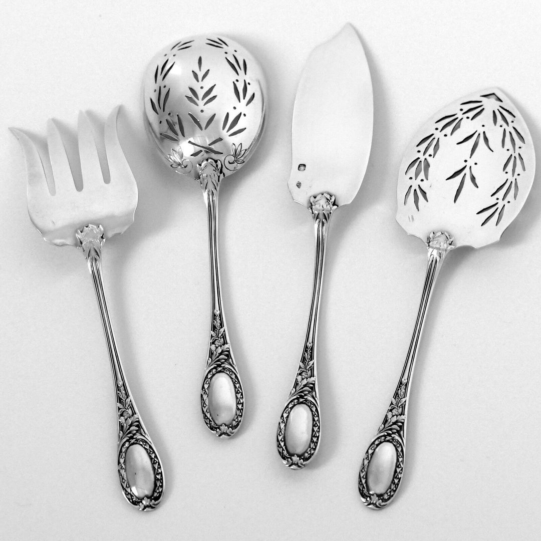 Puiforcat French Sterling Silver Dessert Hors D'oeuvre Set, Box, Neoclassical
