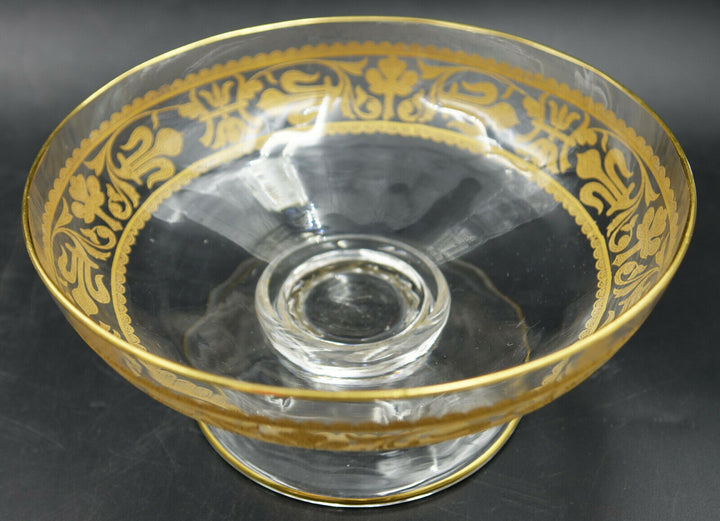 French Baccarat Covered Candy Bowl & Plate Gold Encrusted Fleur De Lys 1907