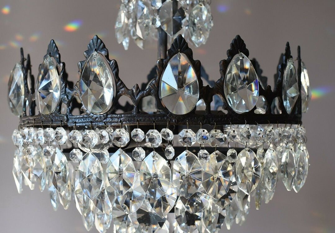 French Empire Vintage Crystal Chandelier, Antique Lighting, lamp, Home Light