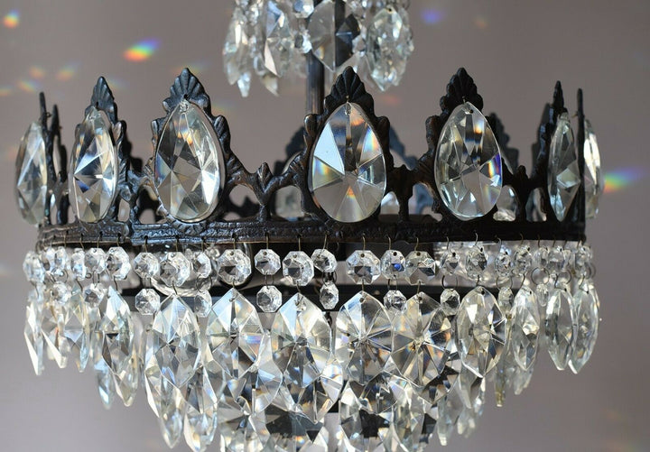 French Empire Vintage Crystal Chandelier, Antique Lighting, lamp, Home Light