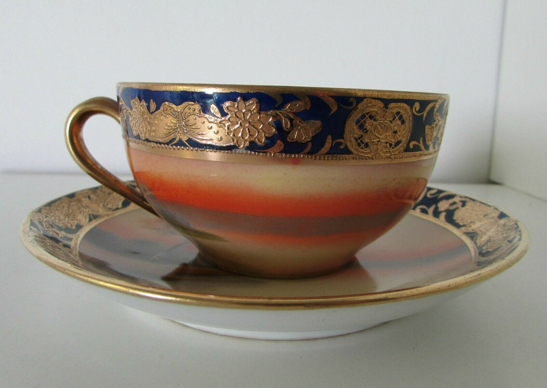 オールドノリタケ　カップ＆ソーサー　水辺の風景　明治期 オールドノリタケ(Noritake) 水辺の風景 カップ＆ソーサーセット