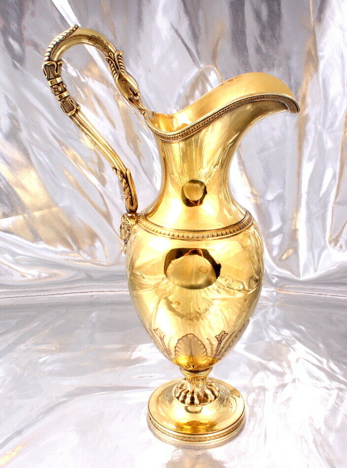 PUIFORCAT - EXCEPTIONNEL GRAND PICHET - CYGNE - MASCARON - ARGENT MASSIF VERMEIL